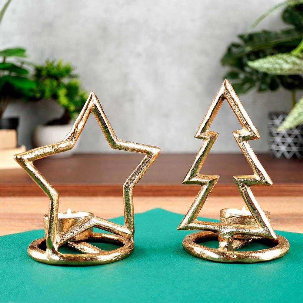 Star Candle Holder Metal Gold Christmas Tealight Candle Stand