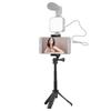 Portable Foldable Mini Desktop Tripod Phone Holder with 3 Sections Extendable Adjustable Phone Clip