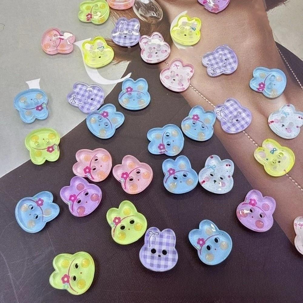 30pcs Transparent Cute Rabbit Button DIY Clothing Sewing Buttons Bunny Buttons Sewing Supplies