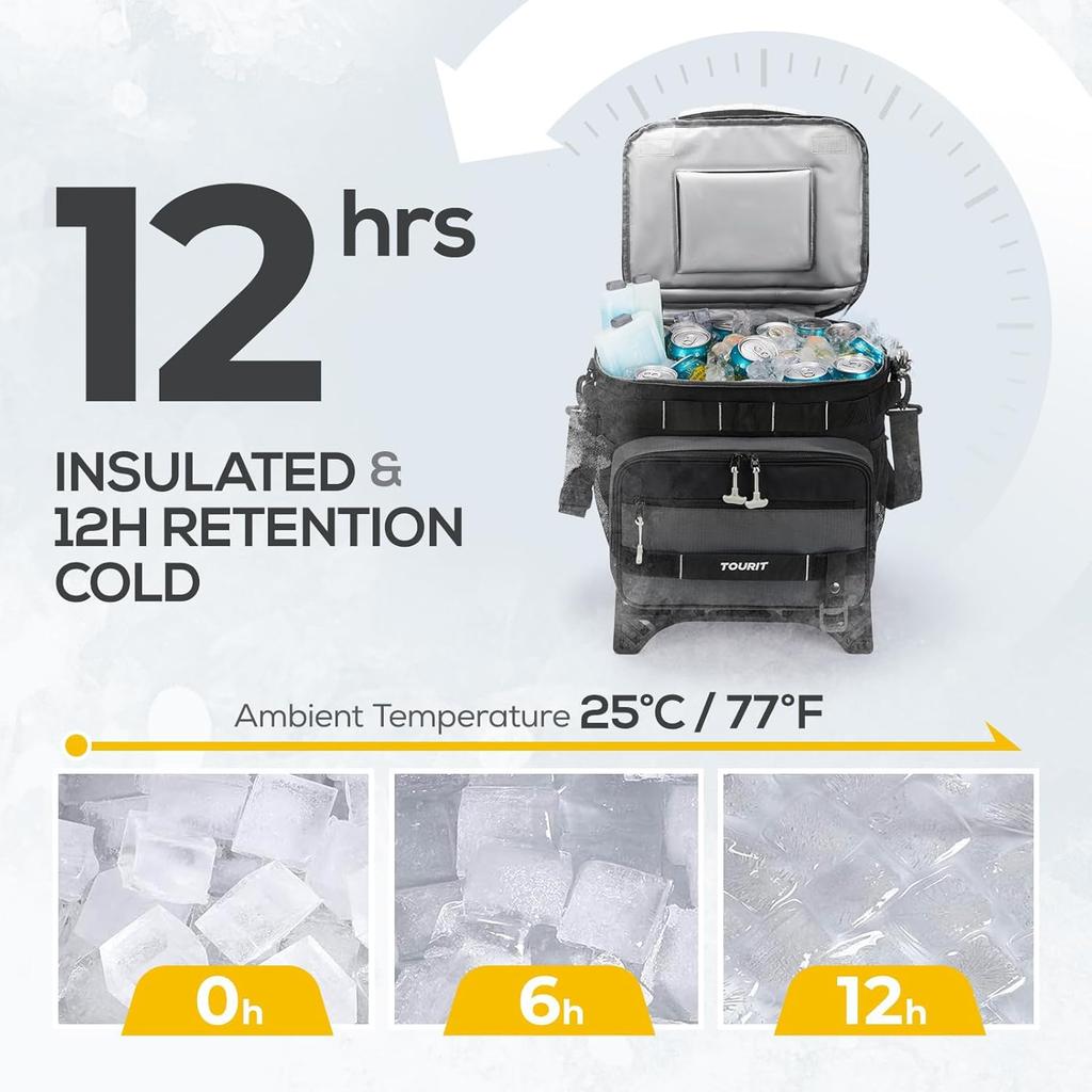 TOURIT 28 л Складной холодильник с легким изолированным холодильником Идеально подходит для улицы и многого другого Колеса, Коробка, Мероприятия, Путешествия, Рыбалка, Шопинг,