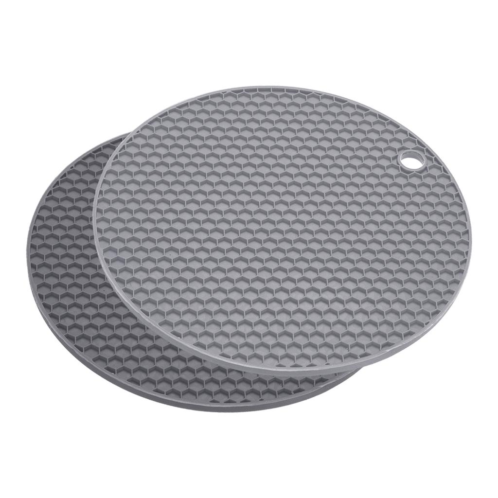 2pcs Uxcell Dish Drying Mat Set Round Silicone Reusable Drain Pad Heat Resistant Suitable for Kitchen Counter Fridge Drawer