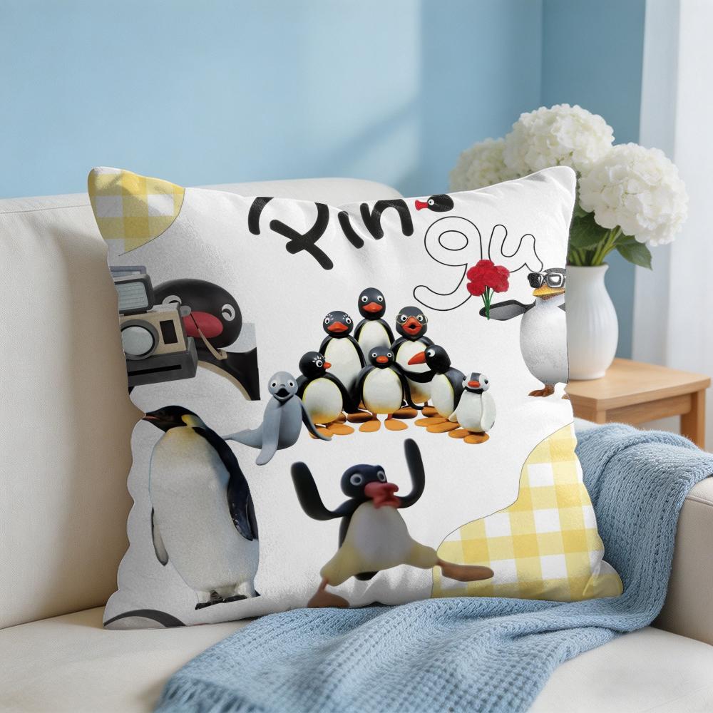PPingu Cartoon Cute Cushion Cover Square Pillow Bedroom Sofa Leisure Comfort Living Room Home Decoration X
