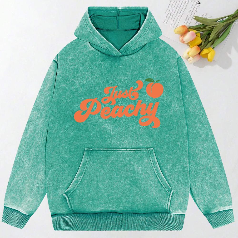 Just Peachy FrUit Printed Women Washed Hoody Oversize Clothes Loose Street Clothes Cotton Autumn Women Hoodies