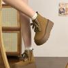 2025 Women's Retro Lace-up Suede Platform Martin Boots - Thick-Soled Short Style for Autumn/Winter