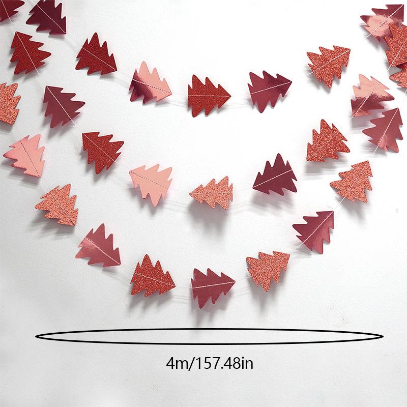 Зеленый цветочный венок в форме дерева Рождественская бумажная гирлянда Подвесная бумажная веревка Подвеска на рождественскую елку