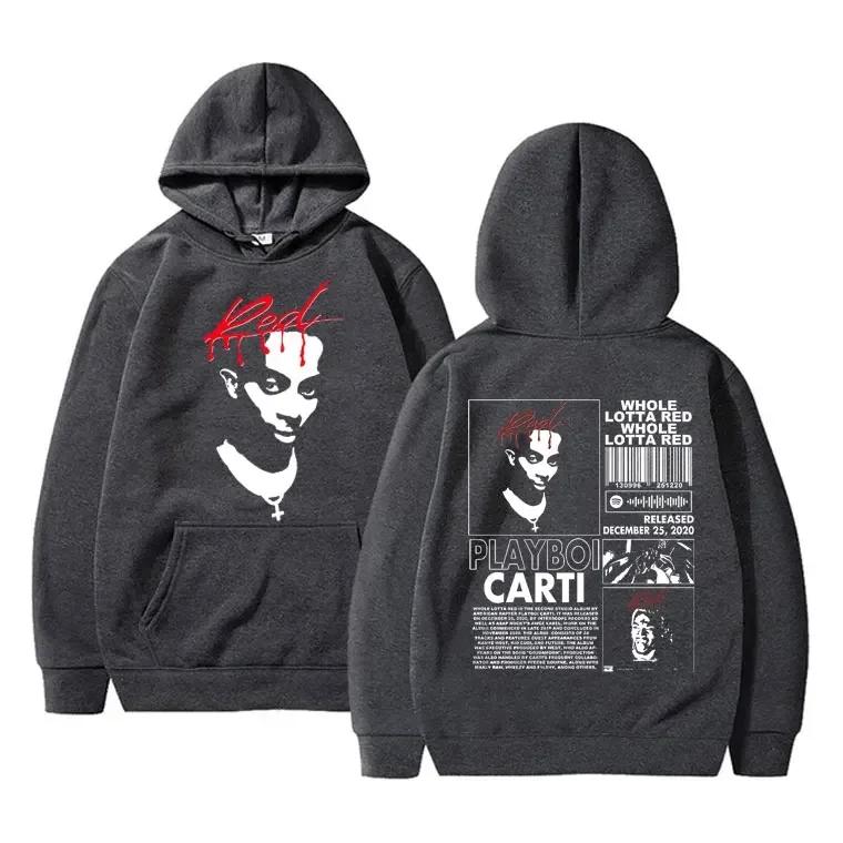 Playboi Carti Хип-хоп Рэпер Рок Принт Мужское Худи Оверсайз Спортивный Уличный Стиль Флис Осень Зима Толстовка с Длинным Рукавом