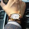 Men's Business Watch Arabic Numerals Leather Band Waterproof Calendar Display Luminous