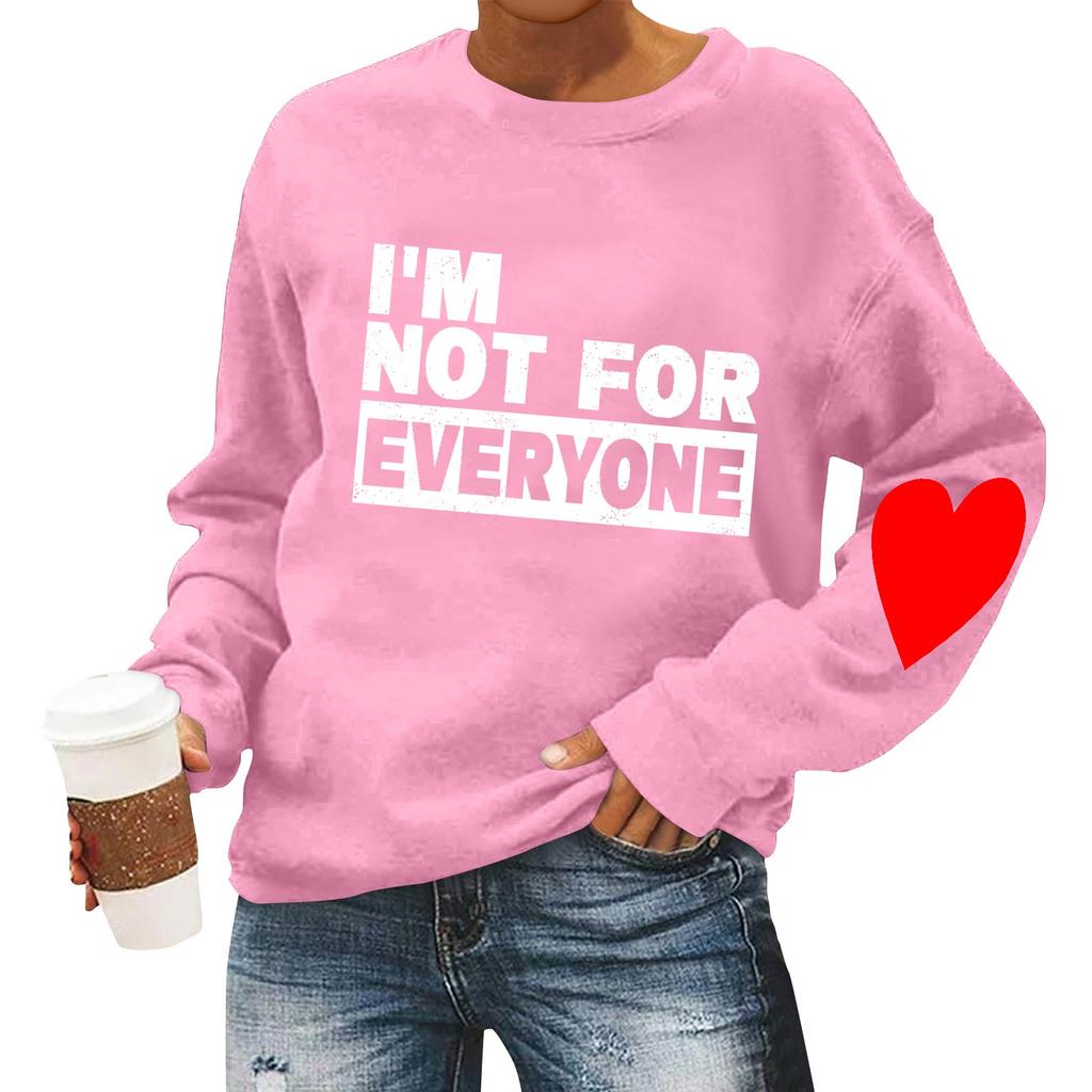 Женская повседневная мода ко Дню святого Валентина с принтом, длинным рукавом, круглым вырезом, толстовки, пуловеры, топы