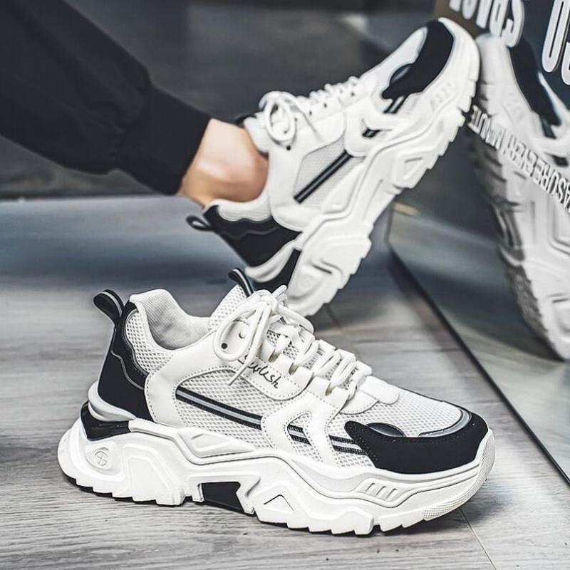 Модные мужские повседневные кроссовки с толстой подошвой из сетчатой ткани, летние дышащие кроссовки с мягкой подошвой для бега, модная спортивная обувь для активного отдыха, мужские кроссовки