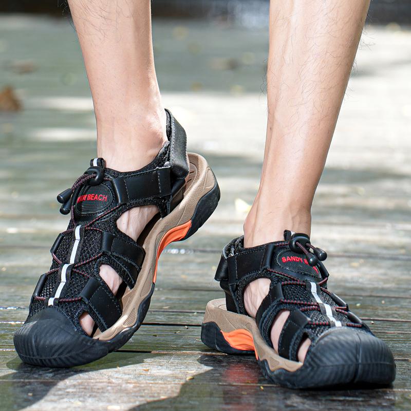 Модные летние мужские сандалии Повседневные дышащие пляжные шлепанцы Легкие нескользящие походные туфли Уличная быстросохнущая обувь для ходьбы в воде Мужские кроссовки 48