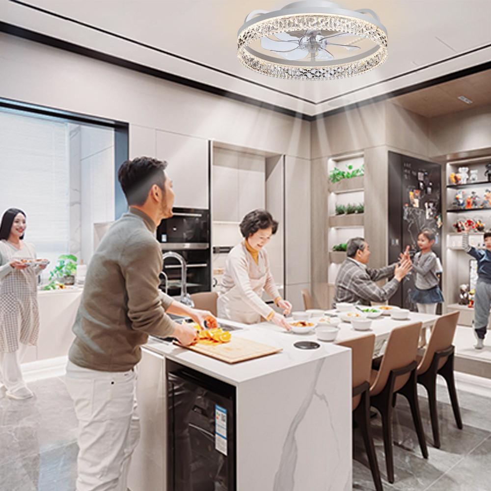 Светодиодный потолочный вентилятор для спальни, интеллектуальный бесшумный вентилятор, современный и модный электрический потолочный вентилятор, лампа 50 * 50 * 16 см