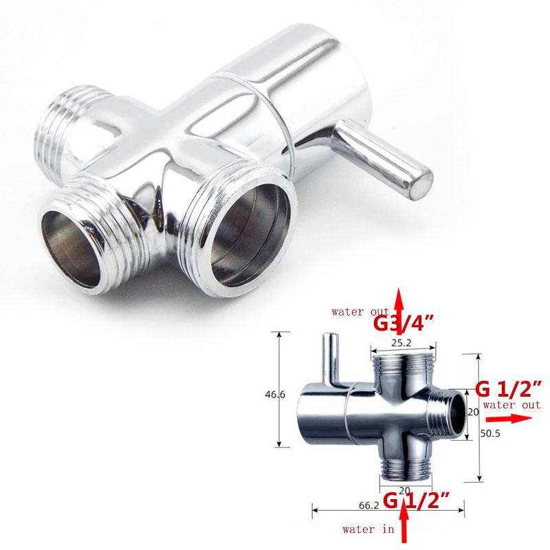 3-ходовые водозапорные клапаны G1/2" G 3/4" внутренняя резьба Наружная резьба Переключатель Смеситель Т-образный адаптер Хромированный Аксессуары для ванной комнаты туалета душа