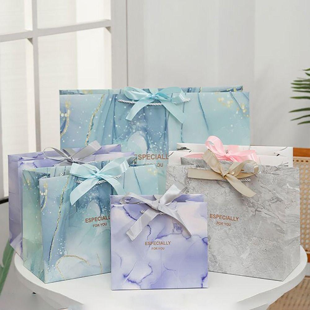 Multi-size Marble Printing Gift Bag Marble Pattern Handhold Tote Gift Wrapping Bag