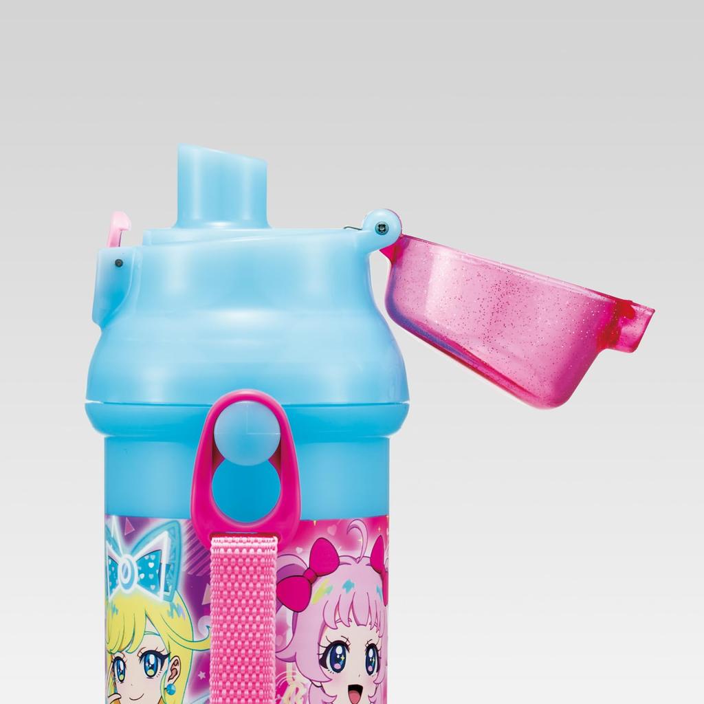 Skater Пластиковая бутылка для воды 480 мл Открывание одним нажатием Антибактериальная Безопасная для детей Легкая Антибактериальная обработка Сделано в Японии Himitsu no Ipuri Girls