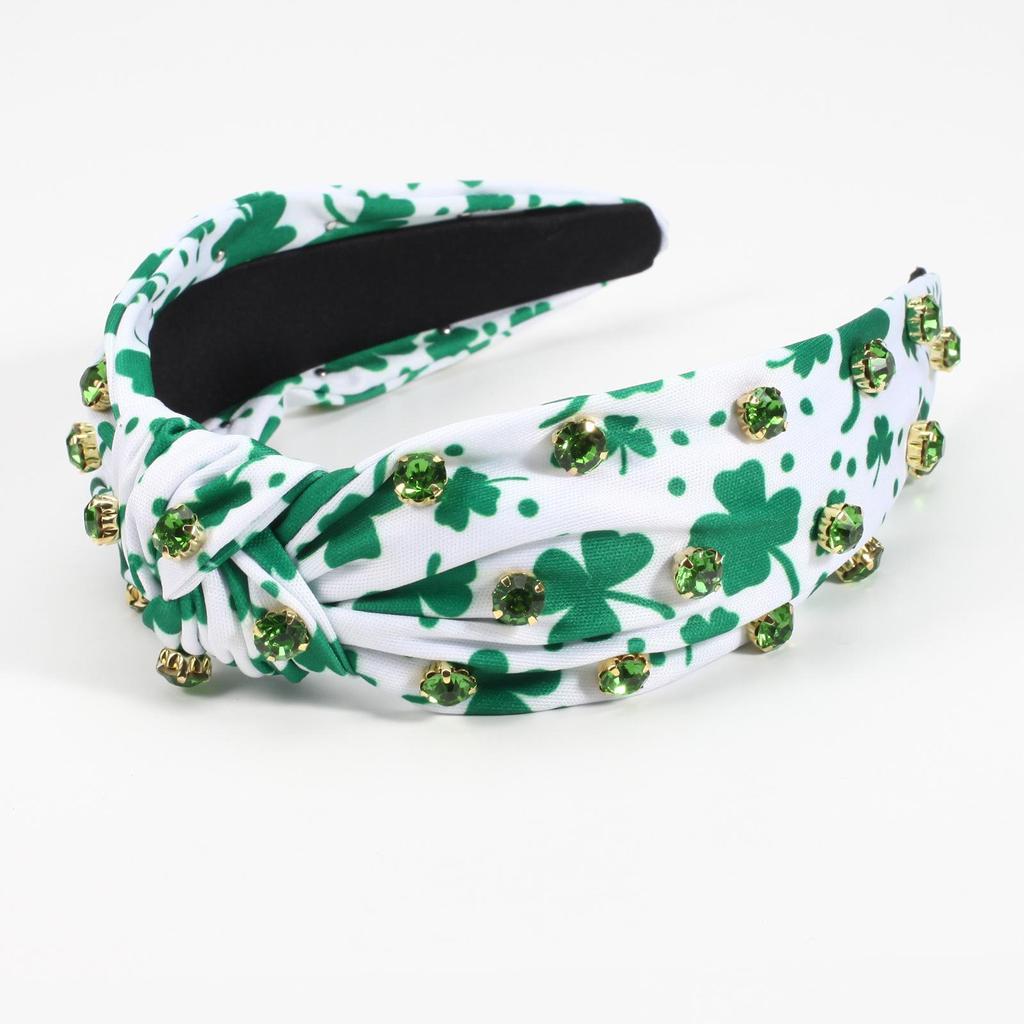 Улица. Повязка на голову со стразами и клевером на День святого Патрика для женщин
