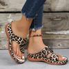 Fashion Sandals Women Retro Heels Sandals Summer Shoes Women Slip On Leopard Wedge Sandalias Mujer Soft Heeled Slippers Indoor Outdoor