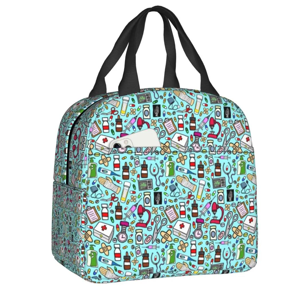Забавный узор медсестры изолированный ланч-бокс для женщин водонепроницаемый мультфильм медсестры термохолодильник бенто бокс офис пикник путешествия