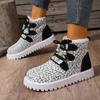 Women's Wide Width Lace-Up Snow Boots, Plush Lined High Top Winter Shoes, Warm Fleece Ankle Boots for Women