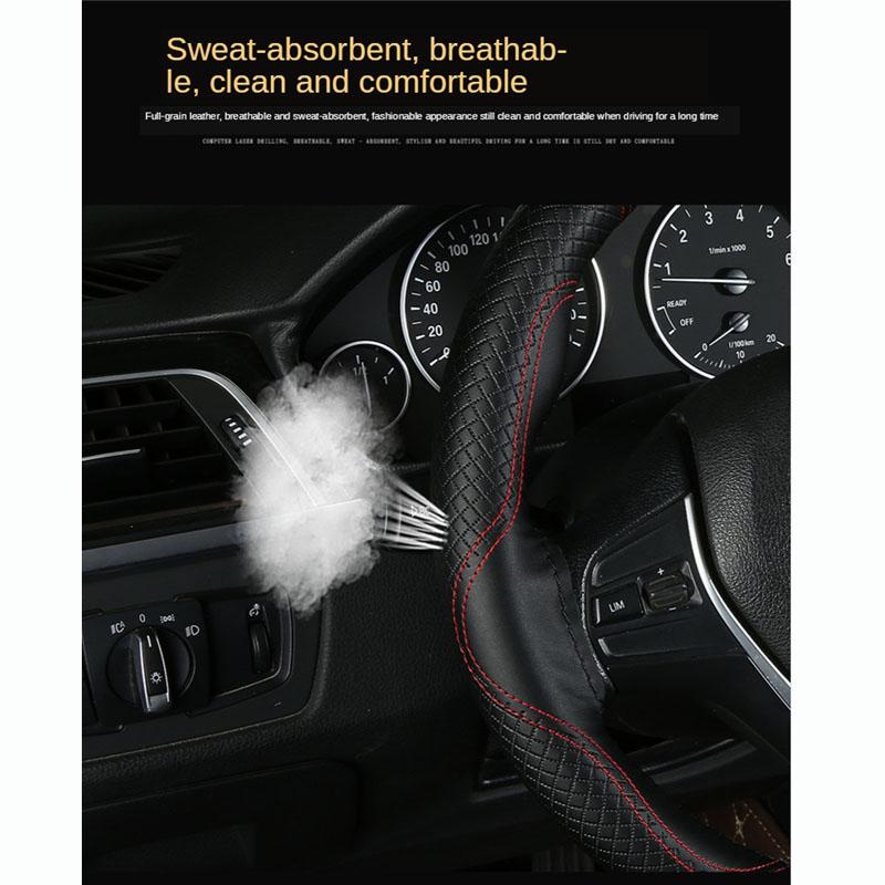 Чехол на руль автомобиля из натуральной кожи, чехол для оплетки «сделай сам», игольная нить, подходит для диаметра 38 см