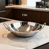 Uncoated Double Ear Wok 7/8/9/10/11in Outdoor Cooking Pot Durable Stainless Steel Wok  Commercial