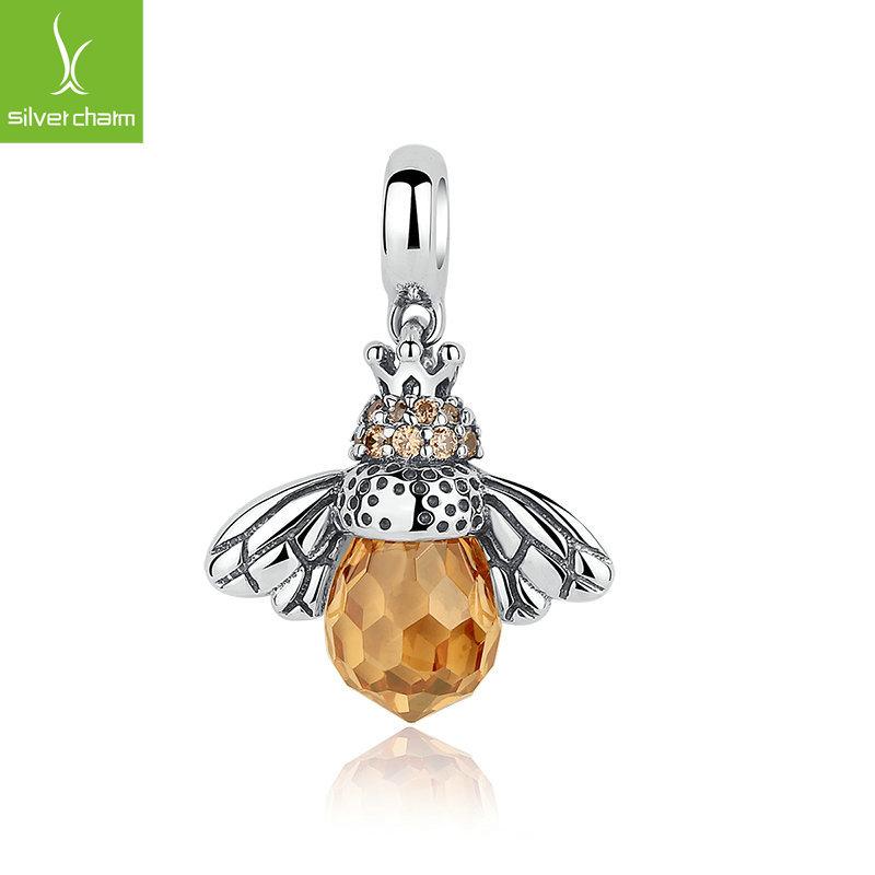 Подвеска-пчела из стерлингового серебра 925 пробы, Нишевая Премиум Насекомое DIY Браслет Бижутерия с бусинами