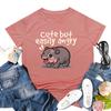 Bouncing Pig Moo Deng Персонализированные модные принтованные женские топы с круглым вырезом, свободные хлопковые футболки с коротким рукавом для женщин