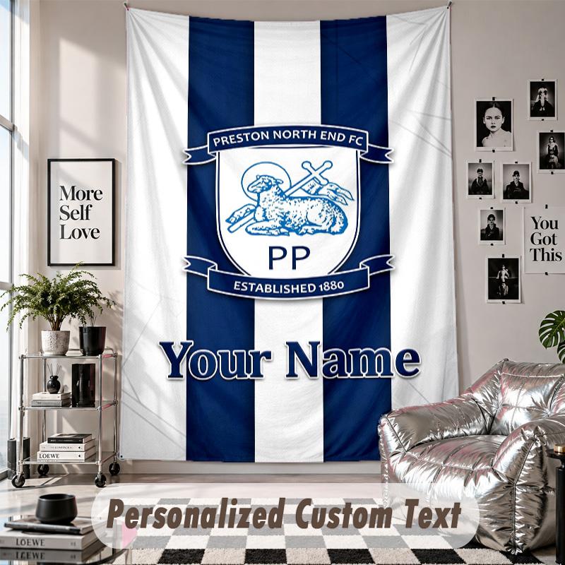 Wall Hanging Tapestry With Custom Name & Text, Preston North End Decorative Tapestry For Bedroom