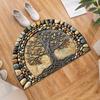 Autumn Tree of Life Mat – Fall Pebble Design, Semi-Circle Non-Slip Shower Rug