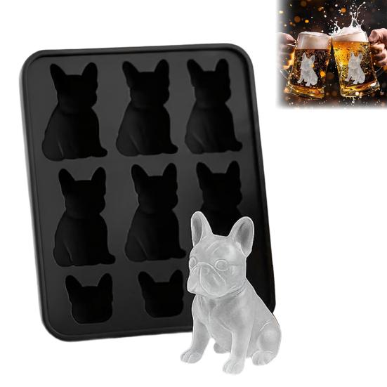 2Pcs French Bulldog Ice Model Silicone Mold Large 3D Ice Sculptures Maker Dishwasher Safe Ice Mold Easy Demolding Ice Mold