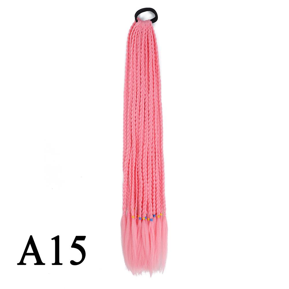 Плетеный хвост с резинкой, черный плетеный хвост ручной работы из термостойкого волокна, шиньоны с конским хвостом для девочек