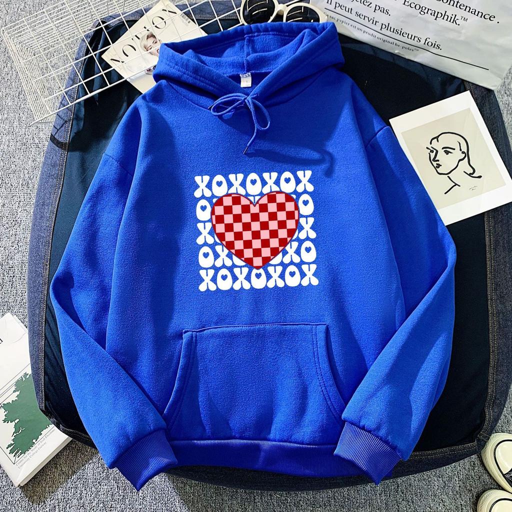 Худи с капюшоном с принтом в виде шахматной доски и сердечек для мужчин и женщин, модный и универсальный топ, Amazon