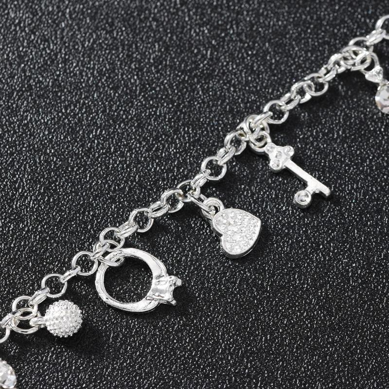 Популярный серебряный модный браслет с тринадцатью подвесками, женские многоэлементные украшения
