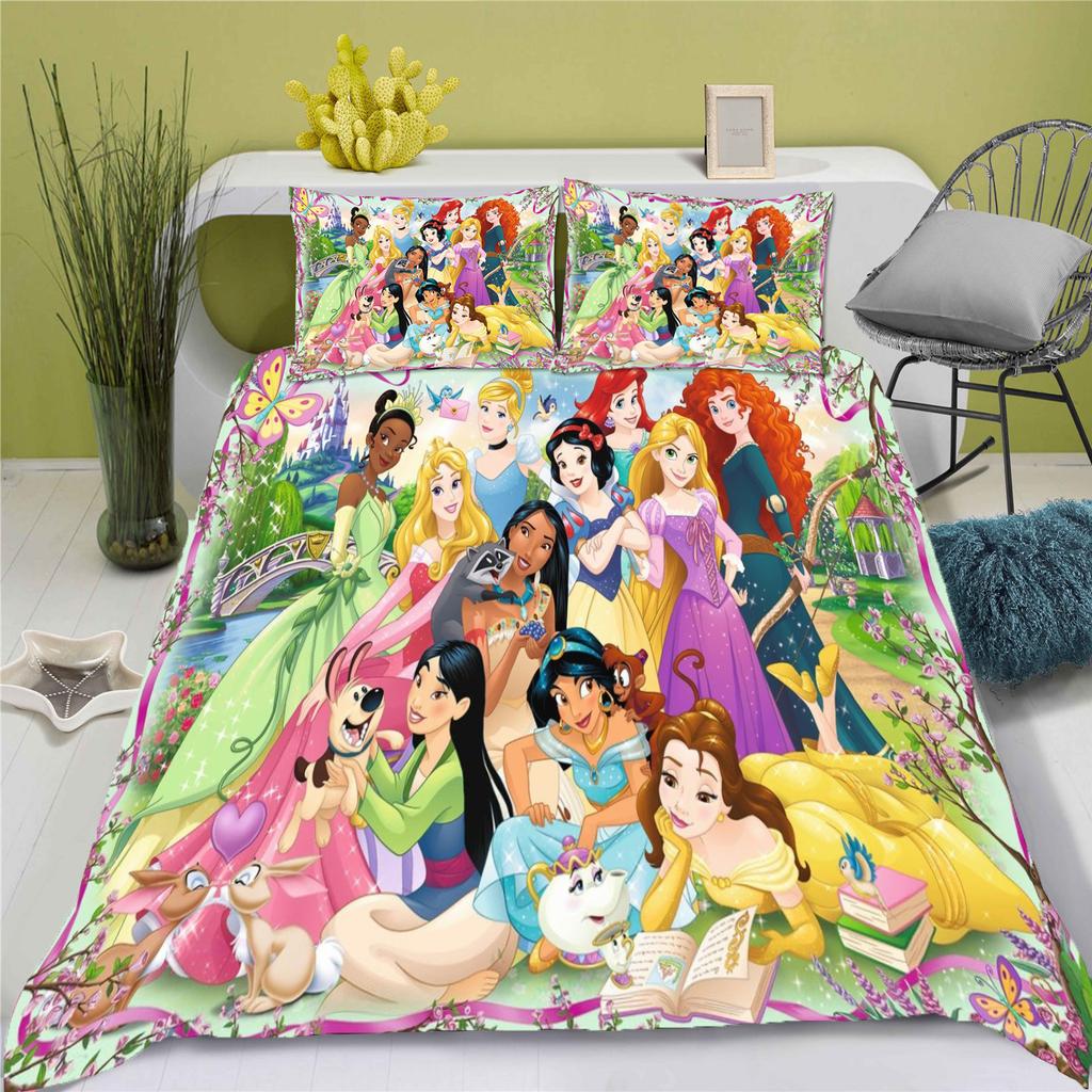 Snow White Duvet Cover Princess Series Set Comforter Bedding 3d Children'S Bedding Set 3-Piece 1 Quilt Cover King Size