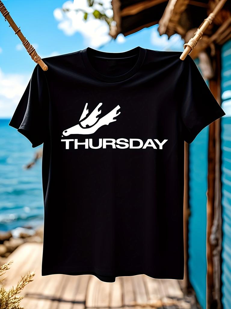 Футболка с круглым вырезом большого размера, плотная - Смелый THURSDAY Gra...