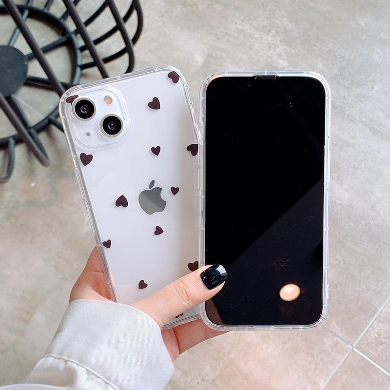 Чехол для телефона iPhone 15 14 Pro Max 13 12 11 X XR XS Прозрачный мультяшный Love Heart Мягкий TPU