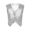 Womens Glitter Sequins Vest Pointed Hem Waistcoat for Jazz Dance Choir Performances