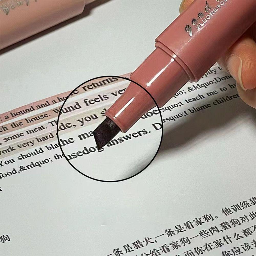 4Colors/Set Double Head Morandi Highlighters Morandi Color Fluorescent Pen Students Gift