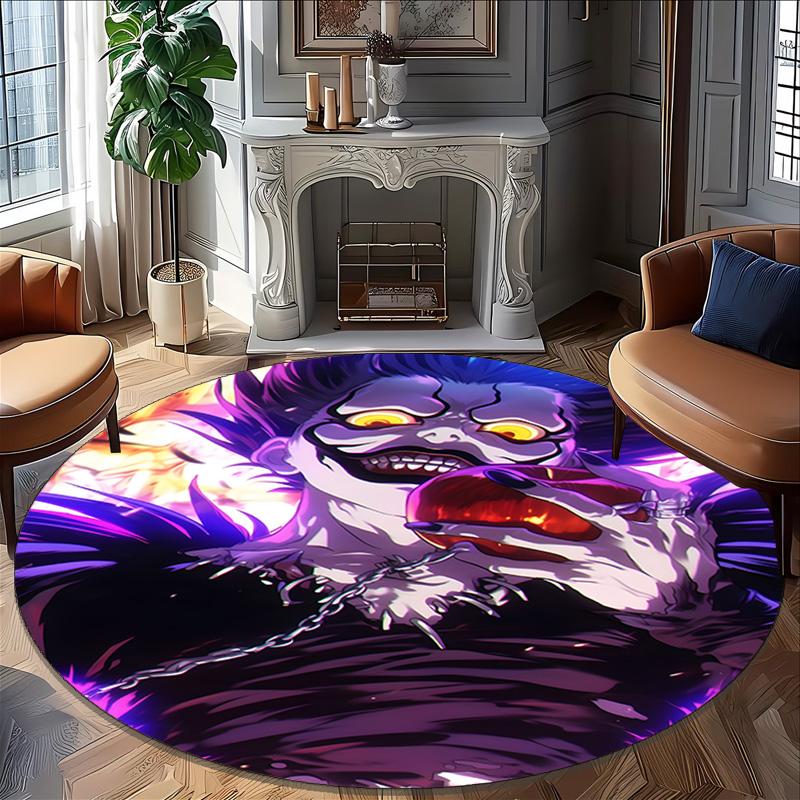 1pc D-Death Note Carpet, Round Rug, Comfortable, Suitable for Entryways, Living Rooms, Office, And Bedrooms, Christmas Decoration