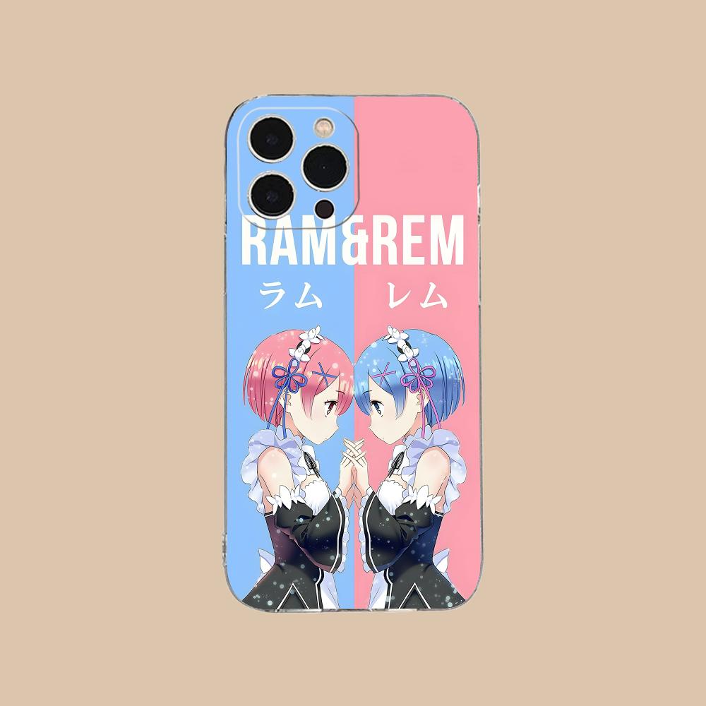 Прозрачный силиконовый чехол ReZero Rem Ram для iPhone 17 16 15 14 13 12 11 X XR XS Air Pro Max Plus Mini Цветной чехол