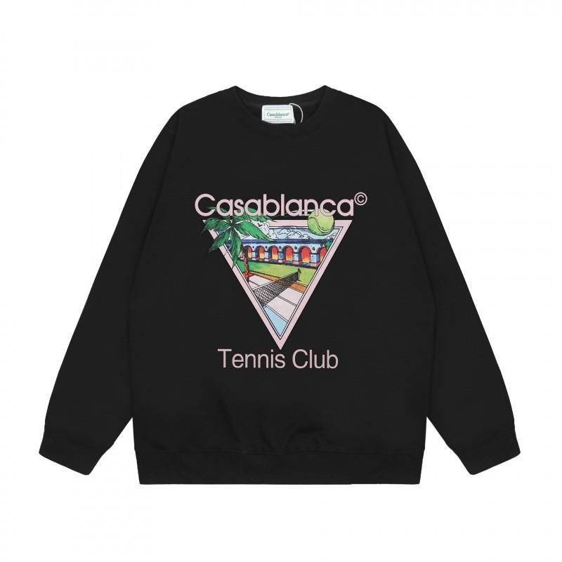 Свитшот с графическим принтом Casa Tennis Club, круглый вырез, унисекс, свободный крой, длинный рукав, хлопковый топ, повседневная одежда
