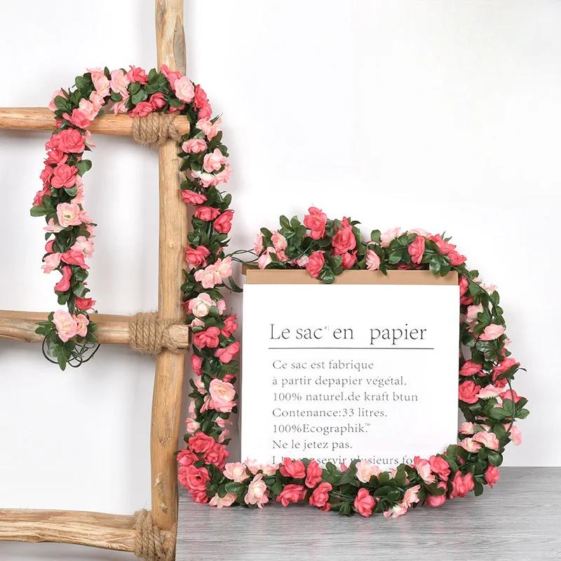 2,3 м искусственная роза лоза для свадебной гирлянды белая розовая комната свадебное украшение шелковая искусственная роза лоза домашний декор