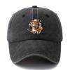Cartoon Squirrel Print Retro Washed Lightweight Curved Brim Hat Suitable for Outdoor Vacation, Travel, Camping Truck Driver Hat