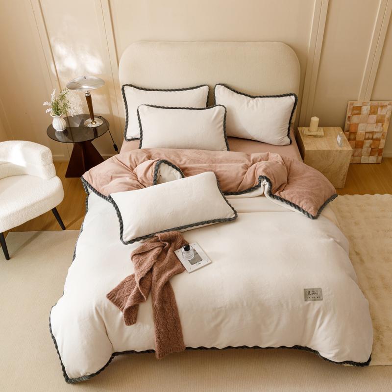 Зимнее молочное бархатное одеяло Пододеяльник Постельное белье Утолщенное покрывало на кровать Покрывало на двуспальную кровать Королевский размер Покрывало для одеяла Постельное белье