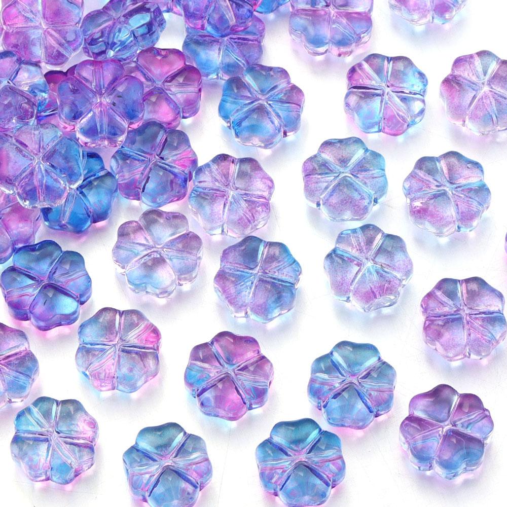50pcs/lot 10mm Colorful Four-leaf Clover Shape Lampwork Beads For Jewelry Making Loose Spacer Glass Beads DIY Bracelet Earrings