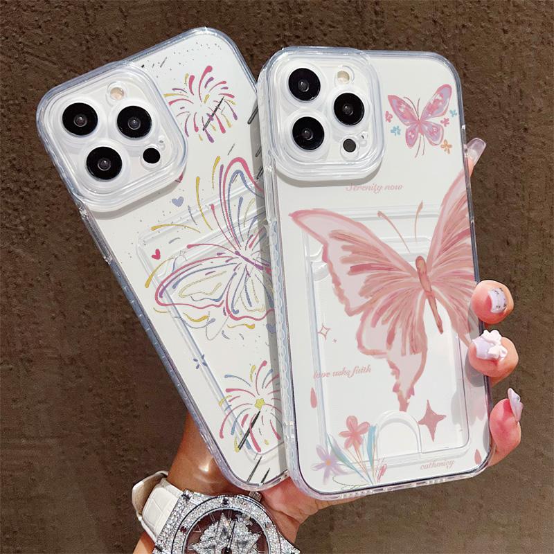 Силиконовый чехол-карман для карт для Oppo Reno 10 12 13 14 Samsung A16 A26 A36 Xiaomi Redmi Note 12 13 11 10 14 Прозрачный бампер для телефона