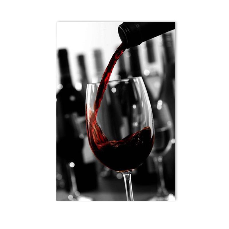 Мода Красное вино Чашка Искусство Холст Картина Современные Плакаты и Принты Западный Ресторан Бар Настенное Искусство Картина Коридор Домашний Декор
