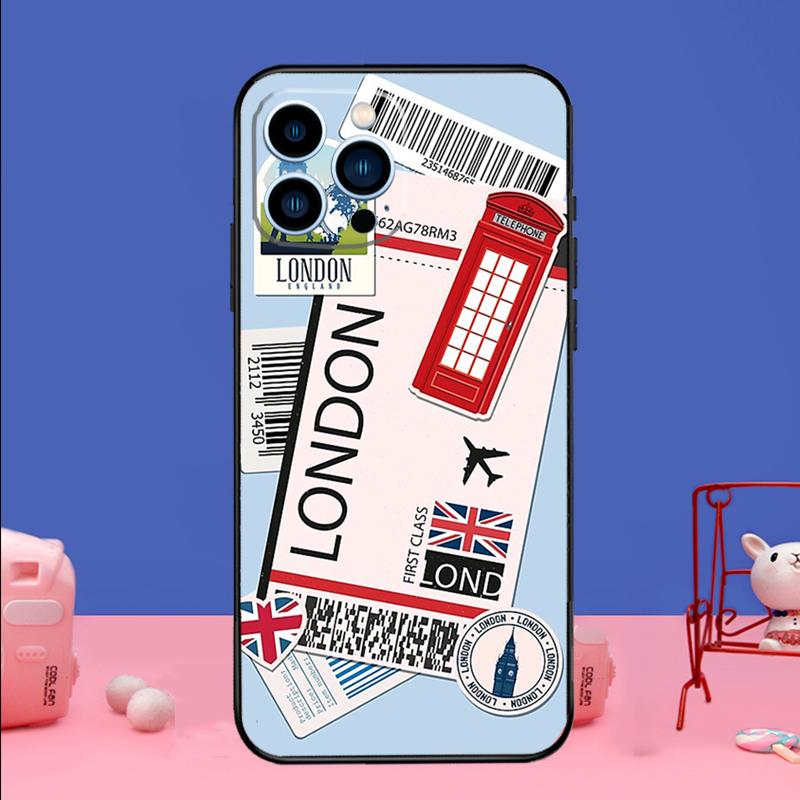 New York TOKYO Traveltickets Phone Case For iPhone 17 16 14 13 12 11 15 Pro Max mini 15 16 Plus 16e 17 Air Bumper Cover