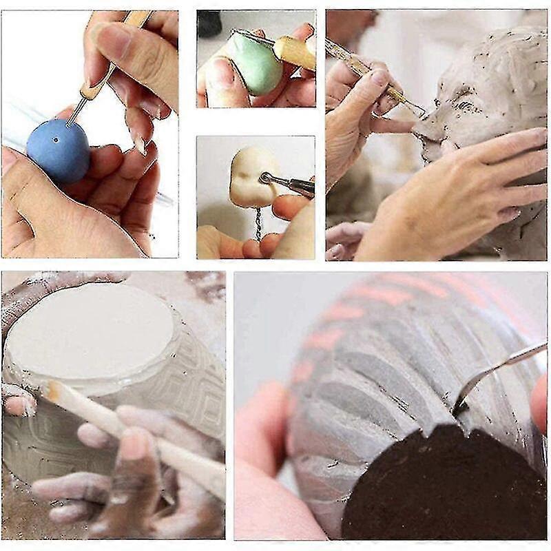 61pcs Polymer Modeling Clay Sculpting Tool Pottery Ceramic Clay Ball Stylus Dotting Pen Rock Painting Kit