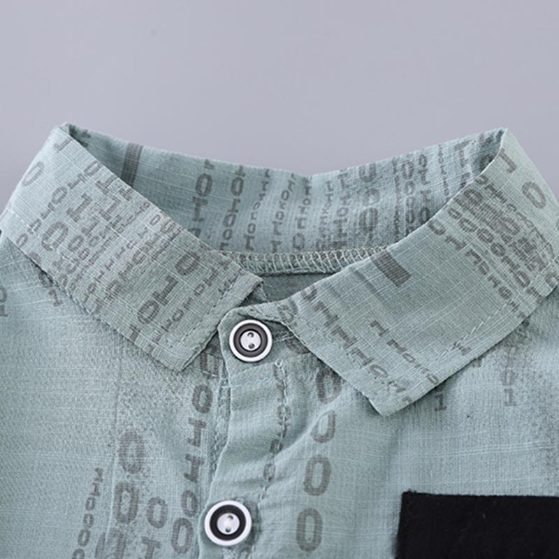 Комплект для мальчиков, летняя рубашка с короткими рукавами и буквами, детская корейская версия, топ, повседневные шорты, стильный комплект из двух предметов