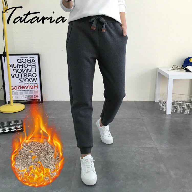 Large Size Pants Cashmere Harem Warm Pants for Women Winter Sports Pants Women High Waisted Pants